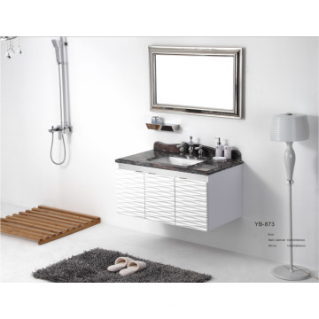 Nouvelle conception de mode White Sliver on Wall Modern Stainless Steel Bathroom Vanity (YB-873)